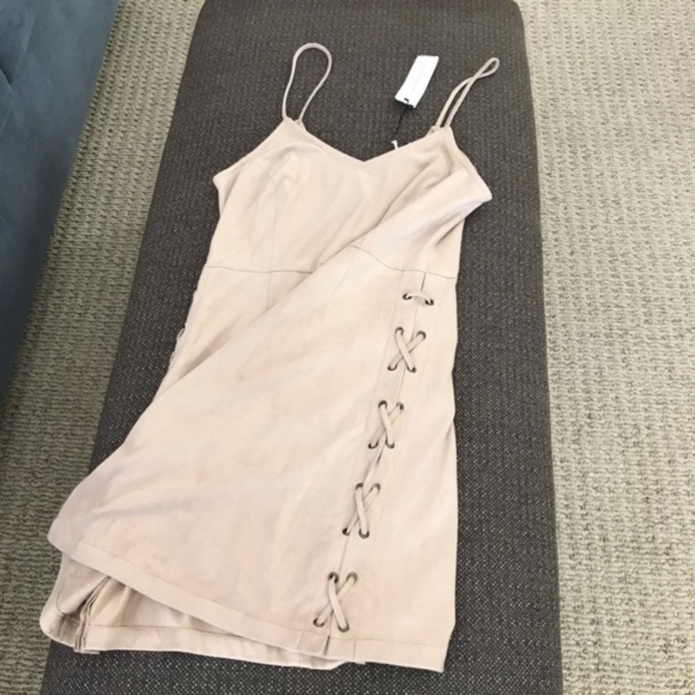 Faux suede soft mini dress. Wonderfully made.